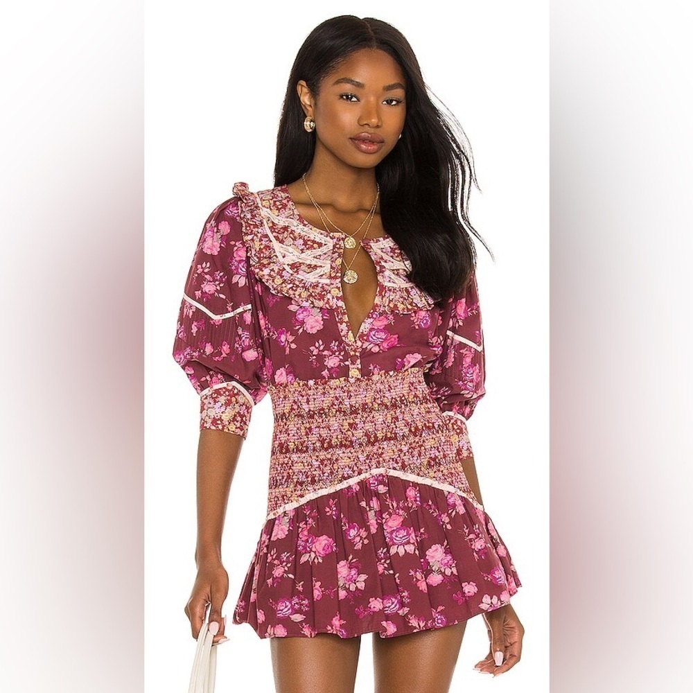 LoveShackFancy X REVOLVE Morrison Spiced Apple Red Cottagecore Peasant Top NWT M